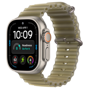 Apple Watch Ultra 4 49mm, Natural Titanium, Ocean Band Translucent Kelp